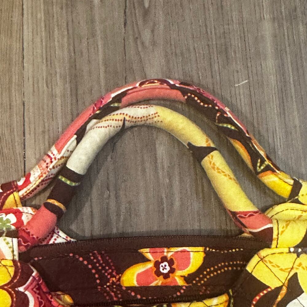 Vera Bradley BowlerBag Retired Buttercup Floral Quilted Handbag Brown Yellow Red - Picture 5 of 7